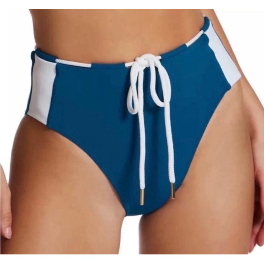 Robin Piccone Emma High Waist Bikini Bottoms In Safire Combo SZ M NWOT